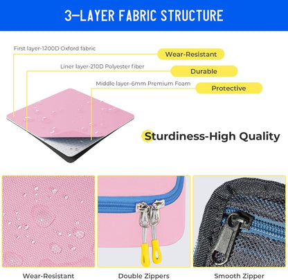 ECHSRT Big Pencil Case, Aesthetic Portable Zipper Pencil Bag with Hidden Pocket, Special Pouch for Men Women Adults, Stationery Organizer Pen Cases for Office Travel, Pink