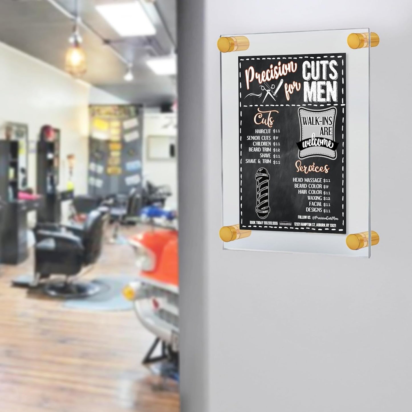 Azar Displays 105508-GLD Acrylic Floating Double Panel Wall Frame,11" x 17" Graphic Size, Overall Frame Size: 15" x 21", Gold