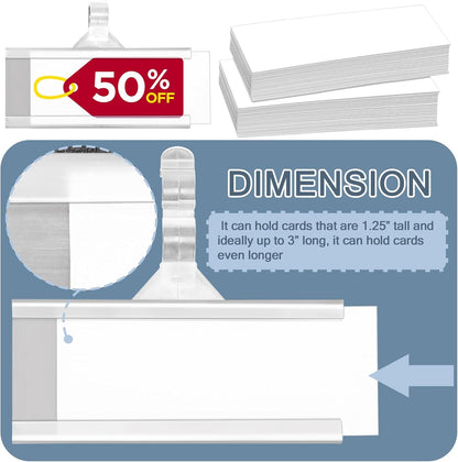 100 Pieces Plastic Wire Shelf Label Holders, Reusable Price Label Holder with locks, Label Display Holder for Retail Supermarket Department Store(3'' x 1.4'')