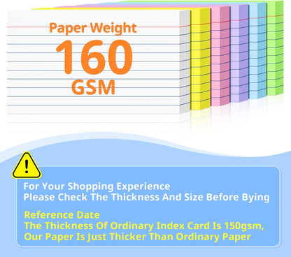 Index Cards 3 X 5, 300 Count, Colored Flash Cards For Studying, Lined Flashcards Notecards, Study Card, Ruled Front And Blank Back, Heavy Note Cards For Office, Home And School
