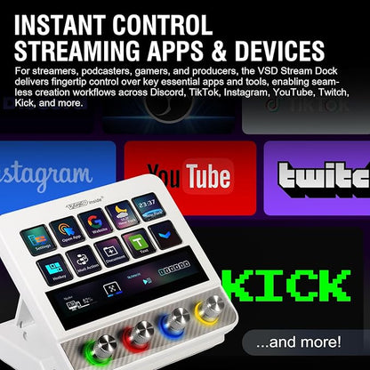 Macro Pad, Streaming Deck Stream Controller Soundboard Keypad, Programmable Keys USB Shortcut Keyboard for Gamer Streamer, Audio Mixer for OBS, YouTube, Office Desk Setup, PC, Mac