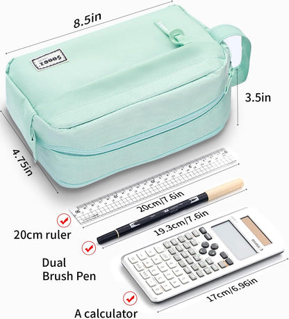 Sooez Big Capacity Pencil Case, Upgraded Canvas Pencil Pouch Large Pencil Bag Organizer, Separate Compartments Easy Grip Handle, Aesthetic Supply for School Teens Adults, Black Pen Case