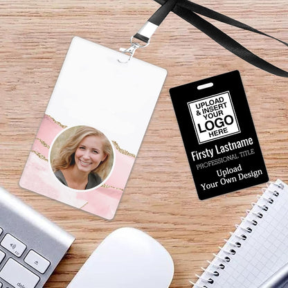 Custom Id Badge, Personalized Employee Photo Identification Card with Lanyard, Durable ID Card for Office Worker Doctor Nurse Student-Vertical-Template6