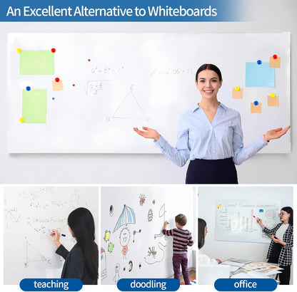 Magnetic Dry Erase Whiteboard 42"x24"- Self-Adhesive Flexible Wall Board Kit with 11 Markers, 6 Magnets, Magnetic Eraser & Holder - Ultra Smooth Writing,Effortless Clean for Office, Home, School