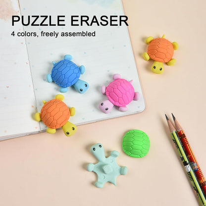 16 Pcs Cute Turtle Pencil Erasers for Kids, Novelty Rubber Turtle Desk Pet Erasers for Classroom Favors Party Supplies