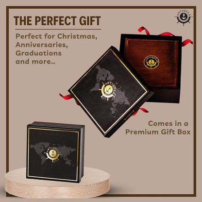 Antique Look Brass Vintage Sundial Compass with Wooden Box, Fully Functional Nautical Home Decor Ship Navigation Sailor Sundial Clock, Gift Item J.H.Steward Ltd. Strand London with Chart