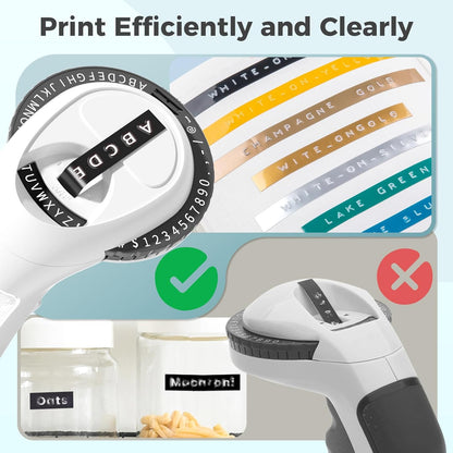 Embossing Label Maker Machine with Tapes, Vintage Retro Embossed Label Maker Punch, Old School Manual Embosser Labeler with 5 Rolls 3D 3/8" Emboss Black Tapes for Home DIY Kids School Items