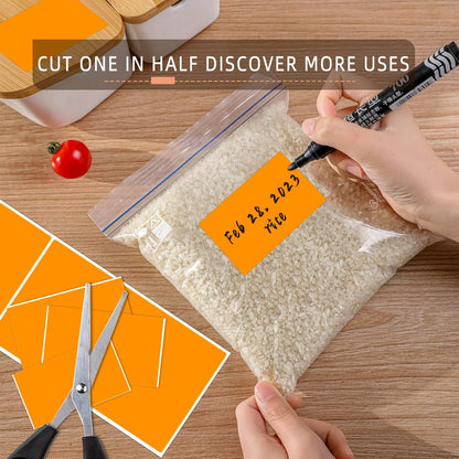 PARLAIM 3" x 5" Rectangle Adhesive Color Code Stickers,500 per Dispenser Box Roll Square Label Inventory Stickers (Fluorescent Orange)