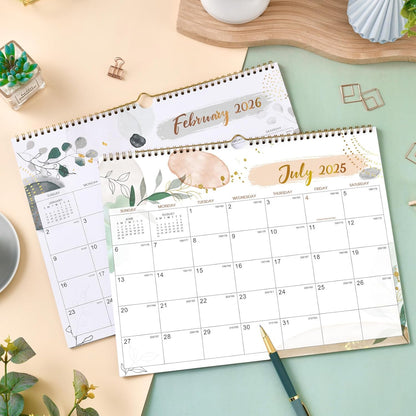 Wall Calendar 2025-2026 – Calendar 2025-2026, 11.5 x 15 In, July 2025 - December 2026, 18 Monthly Calendar, Large Block with Julian Dates, Thick Paper, Holidays, Hanging Hook, Twin-wire Binding