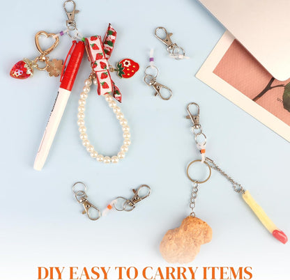 Pen Holder for Lanyard, Retractable Badge Reel Accessories, Colorful Silicone Clips with Lobster Clasps, Mini Pen Clips for Badge Mini Sharpie, Nurse Teacher Student for Daily Use (10 Pack)