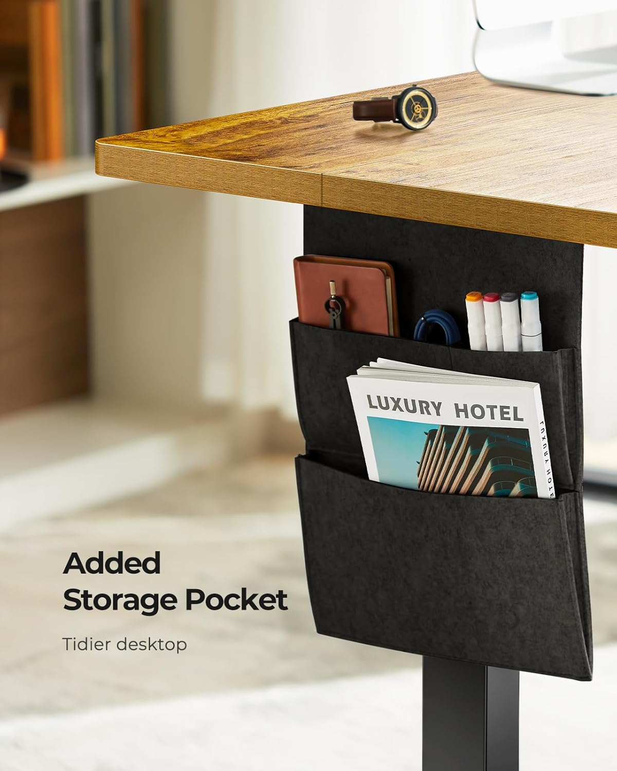 Marsail Standing Desk Adjustable Height Home Office Desk,‎63x24 Inch Electric Standing Desk with Storage Bag,Headphone Hook for Computer Workstations