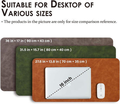 Distressed Leather Desk Mat - Non-Slip PU Desk Pad for Office and Home - Desk Organization and Accessories - Ideal for Large Mouse Pad and Desk Mats on Top of Desks(Charcoal Black,31.5"x 15.7")