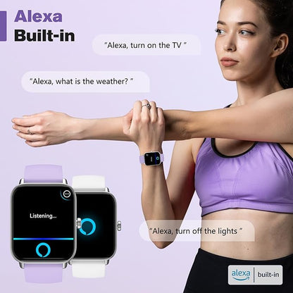 Fitpolo Smart Watch for Women,1.8” Touchscreen, Bluetooth Call, Alexa Built-in,24/7 Heart Rate, SpO2 Monitor, Step Counting, Sleep Tracking, IP68 Waterproof Fitness Tracker Watch for Android iPhone
