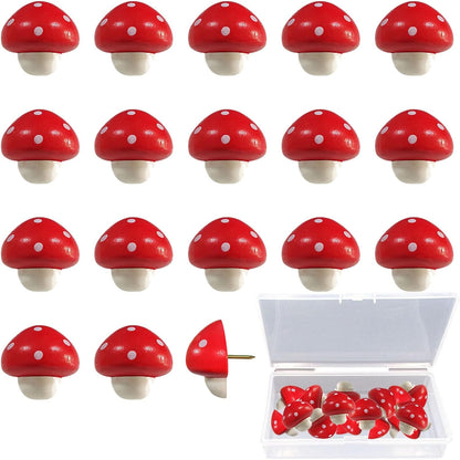 Wooden Mushroom Pushpins, 20pcs Decorative Thumbtack Cute Thumb Nails Mushroom Thumb Tacks for Home Office Classroom Photos Wall, Maps, Bulletin Board, Cork Boards Hanging Posters