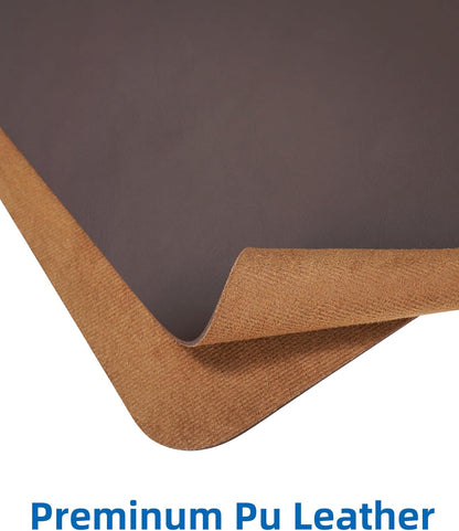 AFIING Leather Desk Pad Protector,Mouse Pad,Office Desk Mat, Non-Slip PU Leather Desk Blotter,Large desk mat,Waterproof Keyboard mat for Office/Home/Decor (Coffee,55"" x 17"")