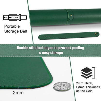 Large Desk Pad, 47.2'' x 23.6'', Office Desk Mat, Computer Mat for Desk, Leather Desk Pad Protector, Sewing Desk Blotter, Desktop Writing Pad for Office/Home/Decor Dark Green