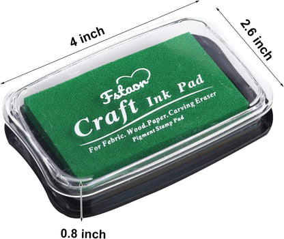 Large Finger Ink Pads for Kids Washable Craft Ink Stamp Pads, DIY for Rubber Stamps, Paper, Scrapbooking, Wood Fabric, Best Gift for Kids (3 x2inch Green)