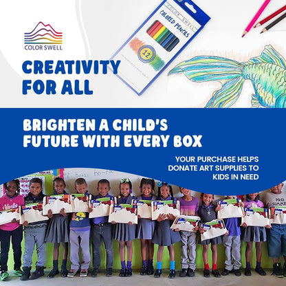 Color Swell Colored Pencil Pack 12 Count Assorted Vibrant Pre-Sharpened Colors Perfect for Kids, Teachers, Classrooms, and All Ages