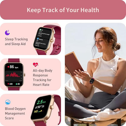 Fitness Tracker, 1.8" Smart Watches with Heart Rate/Blood Oxygen/Sleep Monitor, Alexa Built-in & Answer/Make Calls, Step Counter Fitness Watch with 101+ Sports Mode, IP68 Waterproof for Android iPhone