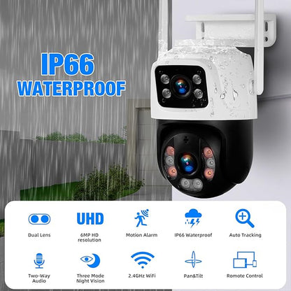 Fuers Wireless Security Camera System, 5MP 8CH NVR with 1TB HDD, 4Pcs 3MP Dual Lens WiFi Cameras Home Surveillance Outdoor Indoor, Motion Detection, Auto Tracking,2-Way Audio,Color Night Vision