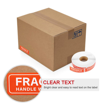 Methdic Fragile Stickers - 1"x 3" Strong Adhesive Fragile Labels 1 Roll/1000 Labels(Handle with Care,Fragile) Stickers for Shipping and Moving