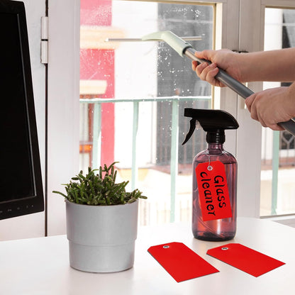 1000 Pieces 4 3/4" x 2 3/8" Plastic Shipping Tags Labeling Tags Waterproof Hang Tags with Reinforcement Hole Writable Luggage tag Loops for Equipment Car Parts… (Red)