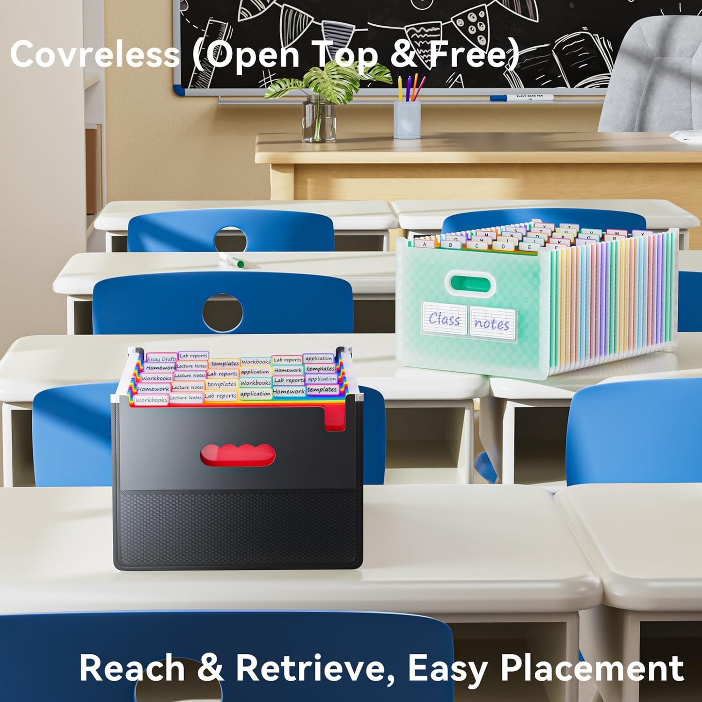 ThinkTex 26 Pockets Accordion File Organizer, Upright & Open Top, A-Z Colorful Tabs, Larger Capacity Expanding File Folder, Letter/A4 Size for School, Home and Office - Green