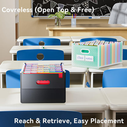 ThinkTex 26 Pockets Accordion File Organizer, Upright & Open Top, A-Z Colorful Tabs, Larger Capacity Expanding File Folder, Letter/A4 Size for School, Home and Office - Green