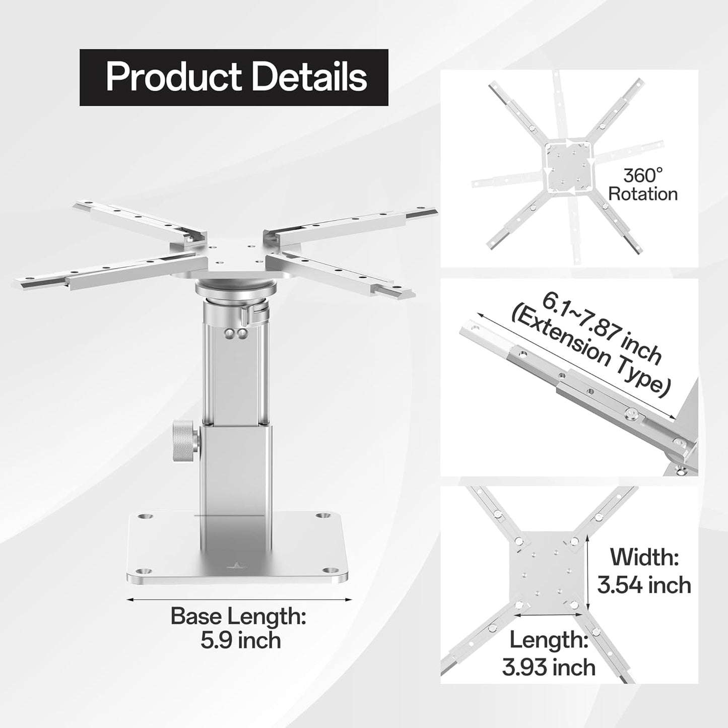 Large Projector Ceiling Mount with Adjustable Height and Extendable Arms, Projector Stand for Engineering Projectors, for Patio Outdoor/Indoor/Office/Livingroom- Silver