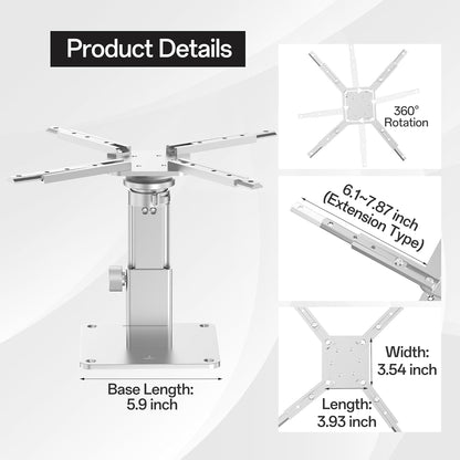 Large Projector Ceiling Mount with Adjustable Height and Extendable Arms, Projector Stand for Engineering Projectors, for Patio Outdoor/Indoor/Office/Livingroom- Silver