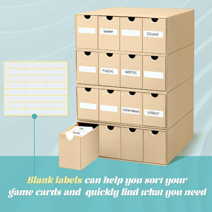 Cholemy Trading Card Storage Box 15000+ with 70 Cardboard Storage Divider, Label Sticker for Collection Compatible with TCG, Sport Cards(4 Row, 4 in A Row,Yellow)