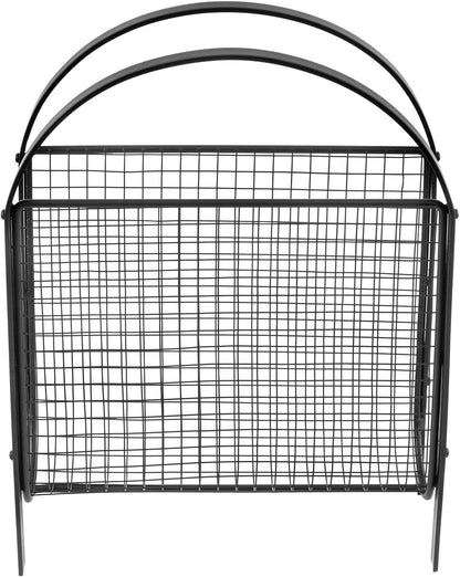 MyGift Mid-Century Design Magazine Rack, Matte Black Tone Metal Mesh Freestanding Magazine Organizer Holder Sling