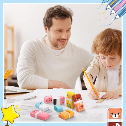 Seajan 44 Pcs Erasers for Kids Gift Bulk Cute Animal Themed Pencil Eraser with Clean up Roller for School Party Christmas Favors(Classic)