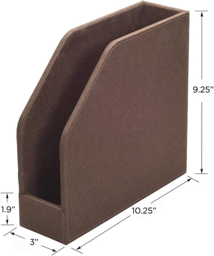 MobileVision Executive Brown Cloth Fabric Vertical File Holders - 2 Piece Combo