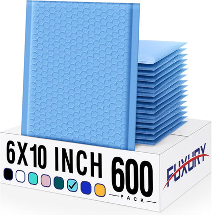 Fuxury Bubble Mailer 6x10" 600 Pack Light Blue,Self-Seal Adhesive Packaging Bags, Waterproof Poly Bubble Mailers Bulk, Mailing Evenploves Packaging For Jewelry, Cards, Makeup, CD, Small Business #0