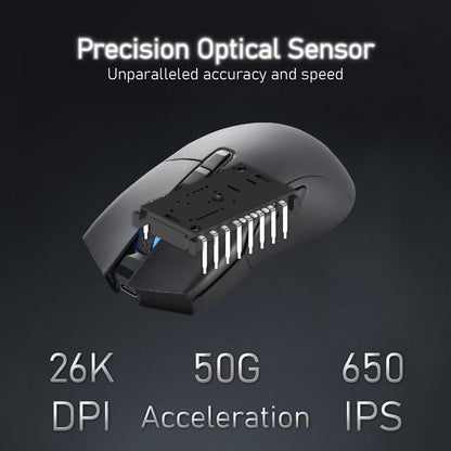 iRocks M31R Wireless Gaming Mouse, Triple Mode 2.4G/ Bluetooth/USB-C Detachable Cable Gaming Mouse, Kailh GM8.0 Mouse Switches, Advanced PixArt PAW3395 Optical Sensor, Up to 26,000 DPI - Black