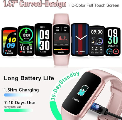 Fitness Tracker with 24/7 Heart Rate, Blood Pressure Blood Oxygen Sleep Monitor, 123 Sports Modes Calories Smart Watch,IP68 Waterproof Step Counter Activity Trackers Pedometer for Women Men