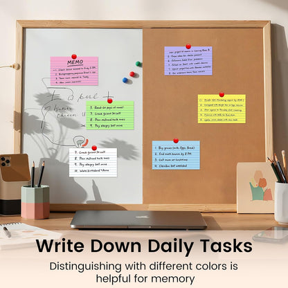 Index Cards 3x5 Inch, 600sheets, Flash Cards,Ruled Lined Colored Note Cards Paper For Studying, Schools Supplies, College, Office And Home Organization, Note Taking Supplies