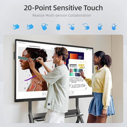 55" Smart Board, Interactive Whiteboard, 4K UHD Touchscreen, Android 13, 8+128G, All in One Smartboard for Classroom Office Home (Wall Mount Included)