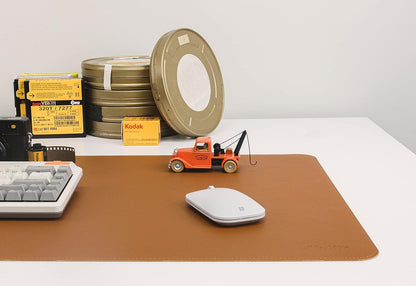 Dual-Sided Leather Desk Pad,Blotter for Laptop Computer,Mouse Pad,Writing,Drawing,Arts and Craft Mat (17"x24", Brown/Dark Brown)