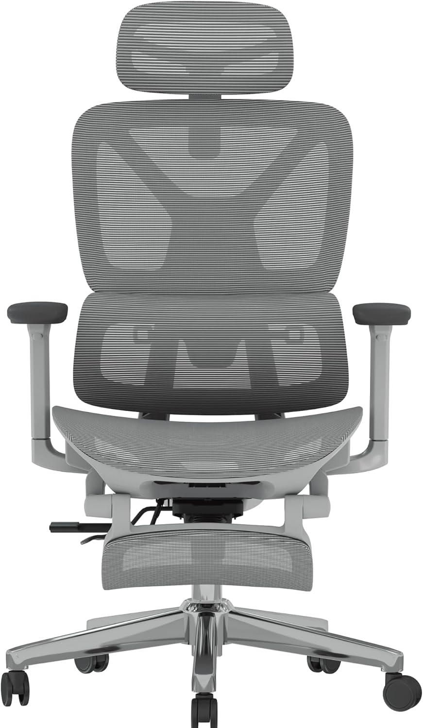 FLEXISPOT ErgoX Premium Ergonomic Office Chair with Footrest- Adjustable 3D Armrests, Dynamic Lumbar Support, Recline & Tilt Function, Mesh Seat, for Home & Office Use,Light Grey