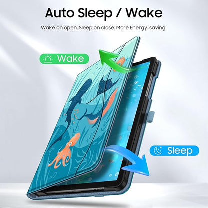 Fintie Case for Samsung Galaxy Tab A9 Plus/A9+ 5G 11 Inch 2023 Model (SM-X210/X216/X218), Multi-Angle Viewing Smart Stand Back Cover with Pocket Auto Wake/Sleep, Blue Ocean