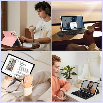 Android 15 Tablet 30GB RAM 128GB ROM 1TB TF, 2025 Electronics Tablets 10.1 Inch 8000mAh with Keyboard Mouse, 2.0GHz, 5G WiFi, BT 5.0, GMS Certified, Incell Display, Gemini AI - Rose Gold/Pink