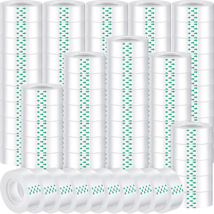 Pasimy 96 Rolls Clear Tape Bulk Strong Sticky Transparent Tape Refills for Dispenser, Office, Home, School, Wall, Carpet, 3/4 x 1000 Inches(Green)