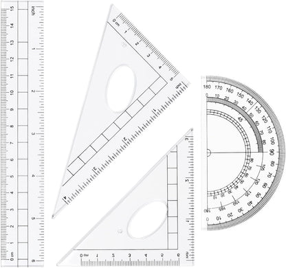 Math Geometry Kit Sets 10 Piece Student Supplies with Shatterproof Storage Box,Includes Rulers,Protractor,Compass,Eraser,Pencil Sharpener,Lead Refills,Pencil,for Drafting and Drawings（Pink）