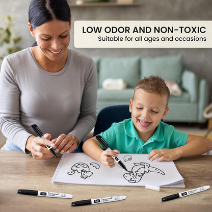 Permanent Markers Fine Tip, 30 Pack Black Quick-Drying and Fade-Resistant Permanent Markers Bulk Set for Writing and Drawing on Wood, Plastic, Metal, Glass, Stone, Ideal for Office School Supplies