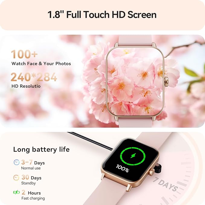 Smart Watch for Women Android & iPhone, Alexa Built-in, IP68 Waterproof Activity Fitness Tracker with Bluetooth Call (Answer/Make), 1.8" Smartwatch with Heart Rate/SpO2/Sleep Monitor, 100+ Sports Mode