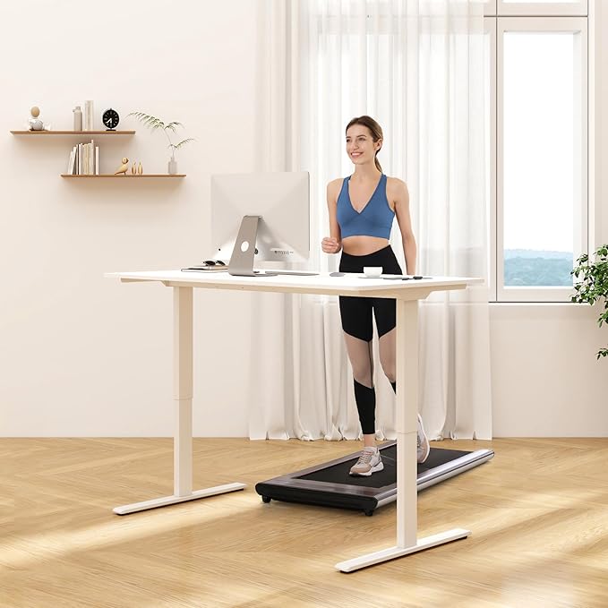 FLEXISPOT E3 Dual Motor Electric Standing Desk 55 x 28 Sit Stand Up Desk, Holds 220 lbs, Adjustable Height w/ Memory Presets, One-Piece Marble Grey Desktop & White Frame, Ships in 2 Boxes