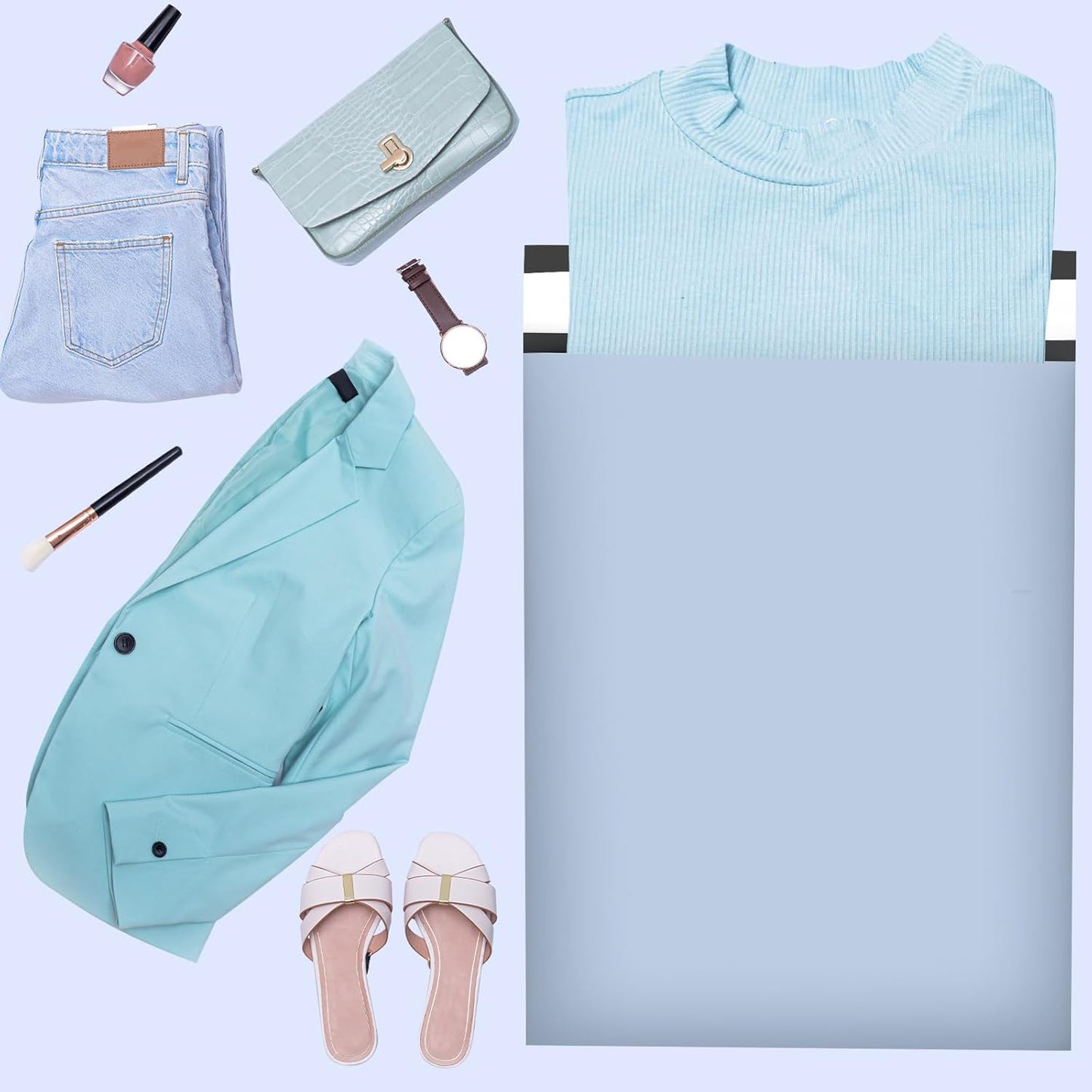 Large Poly Mailers 19x24 Inch 100 Pack, Shipping Bags for Clothing with Self-Sealing Tear-Resistant, Waterproof Poly Bags, Mailing Envelopes for Small Business (Light Blue)