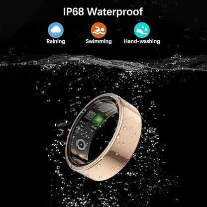 Smart Health Ring for Women Men, Fitness Tracker Ring with Heart Rate, Blood Oxygen, Sleep Tracker, Step Tracker, No Subscription Fee, IP68 Waterproof Smart Ring for iphone & Android (Rose Gold, 11#)